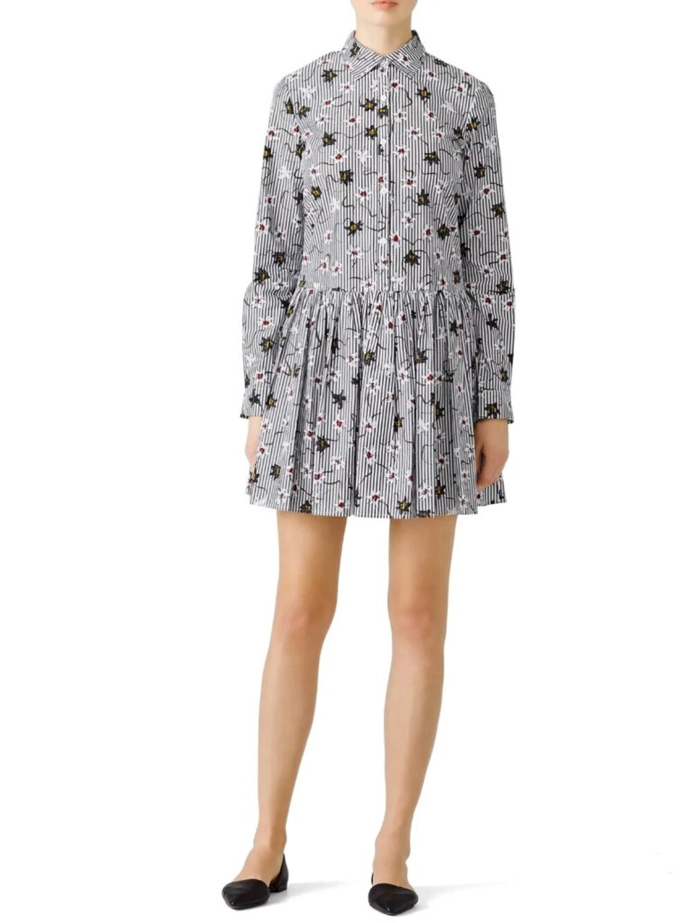 Opening Ceremony Floral and Striped Shirtdress, size 8